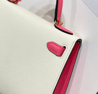 HM ケリー ミニ 20 ホワイト ピンク エプソムゴールド ハードウェア