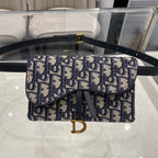 CDサドル 17cm ベルト ベグ ブルー 斜め刺繍