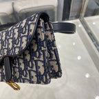 CDサドル 17cm ベルト ベグ ブルー 斜め刺繍