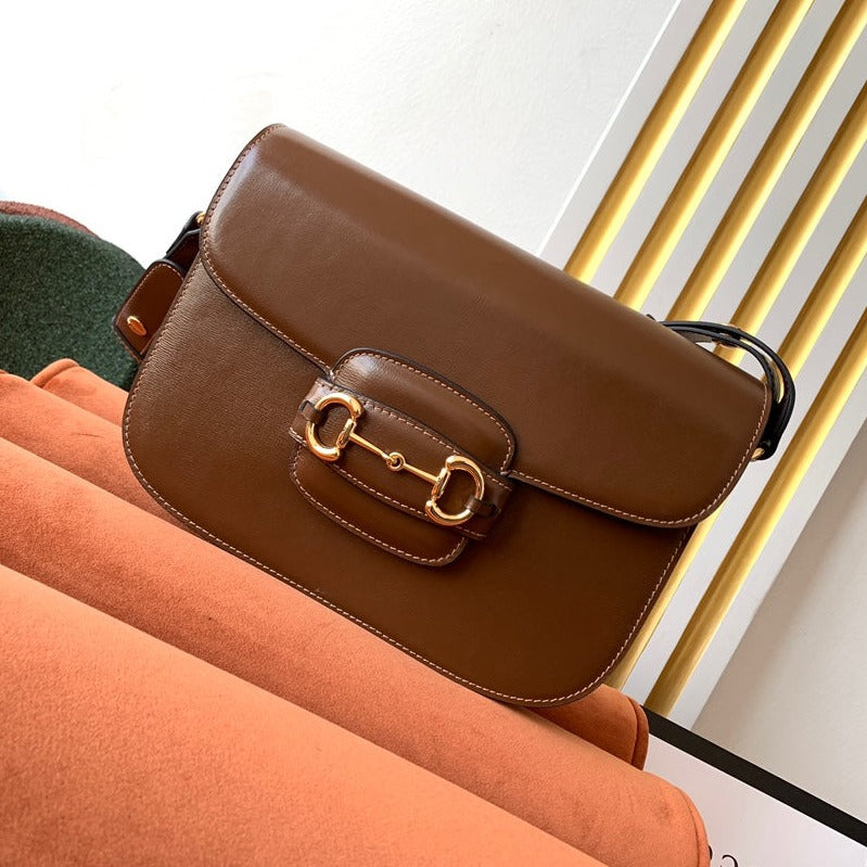 GG 1955 ホースビットバッグ 25cm ブラウンカーフスキン ゴールド金具