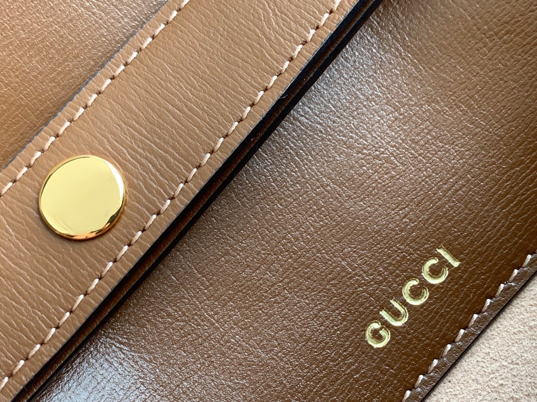 GG 1955 ホースビットバッグ 25cm ブラウンレザー ベージュキャンバス ゴールド金具