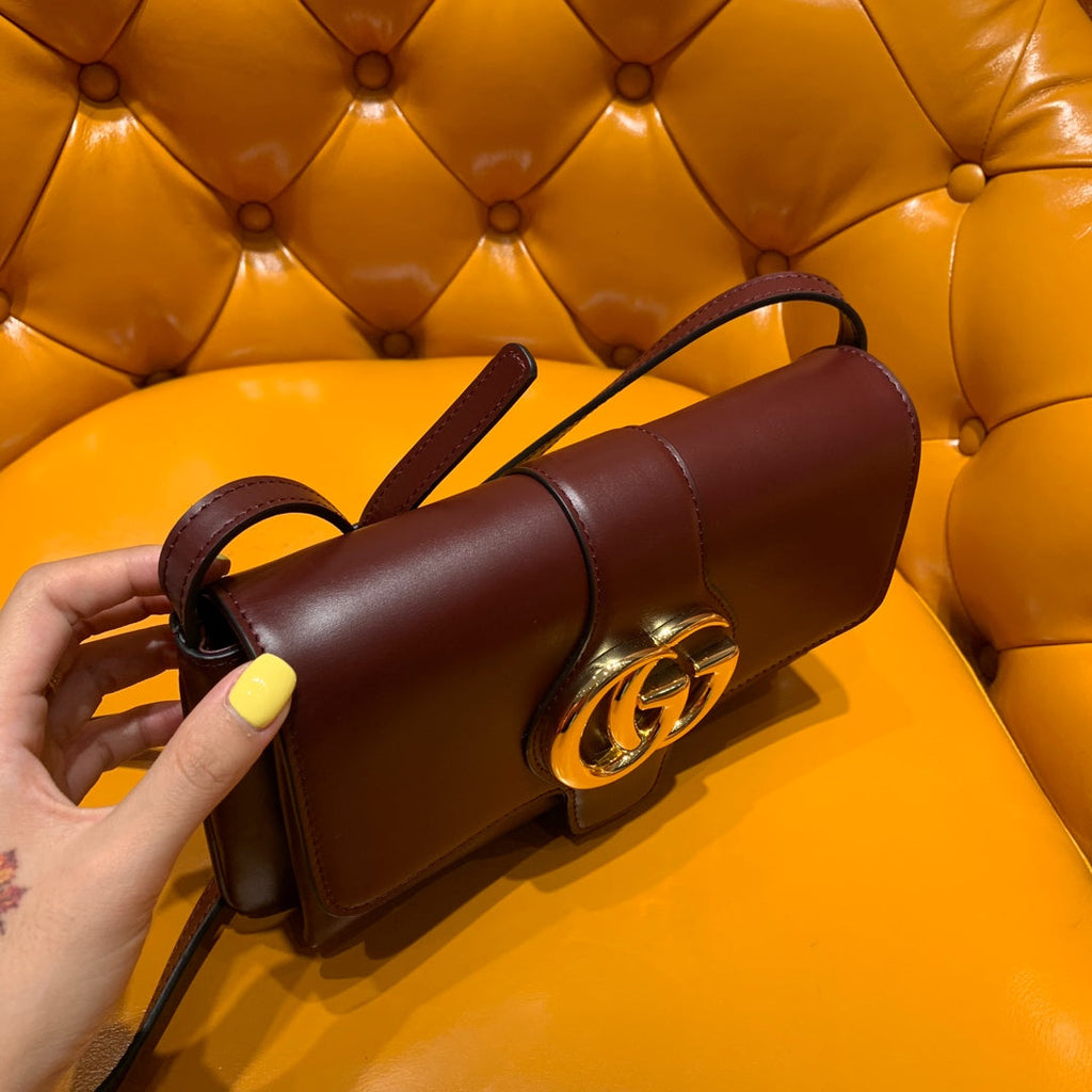 GG Arli Bag 25cm Burgundy Calfskin Gold Hardware