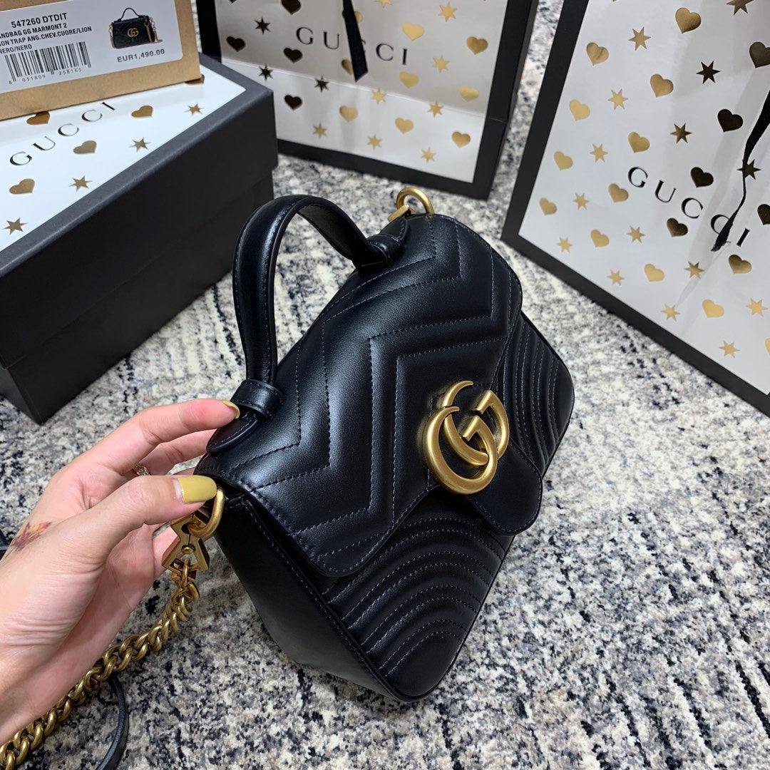 GGマーモント 21cm ミニトップ ブラック カーフスキン ゴールド金具