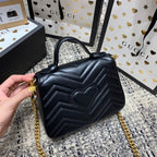 GG Marmont 21cm Mini Top Black Calfskin Gold Hardware