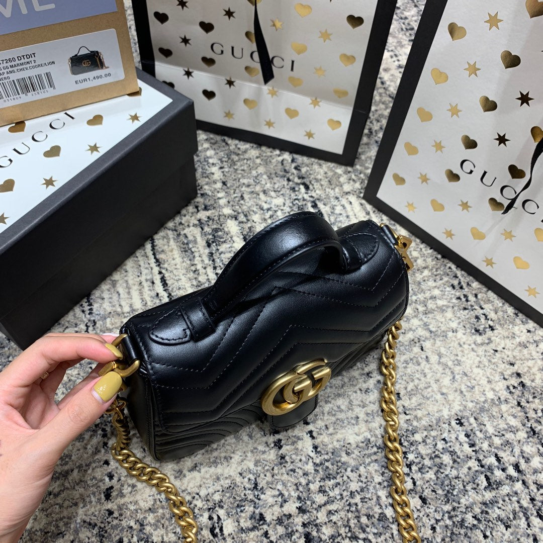 GGマーモント 21cm ミニトップ ブラック カーフスキン ゴールド金具