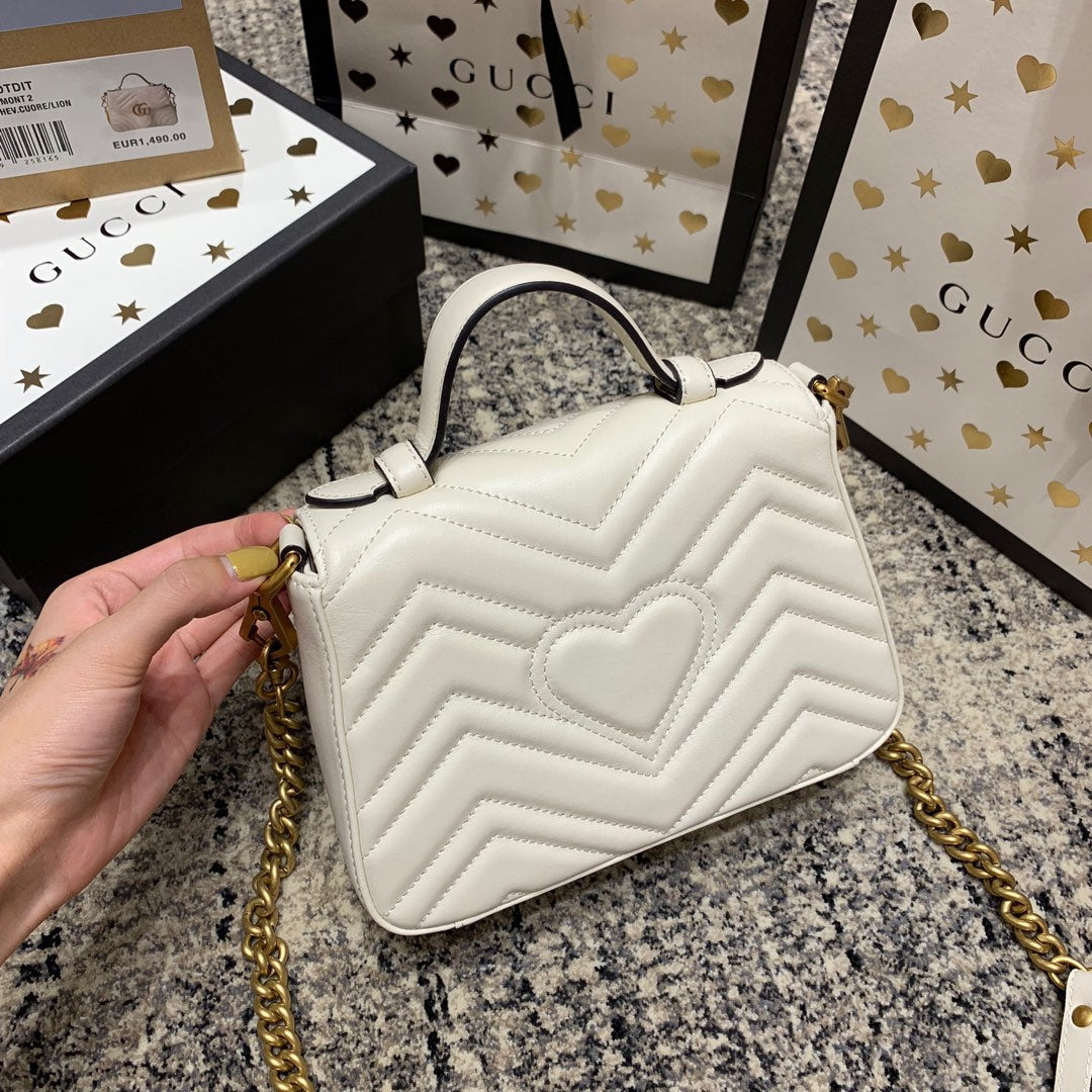 GGマーモント 21cm ミニトップ ホワイトカーフスキン ゴールド金具