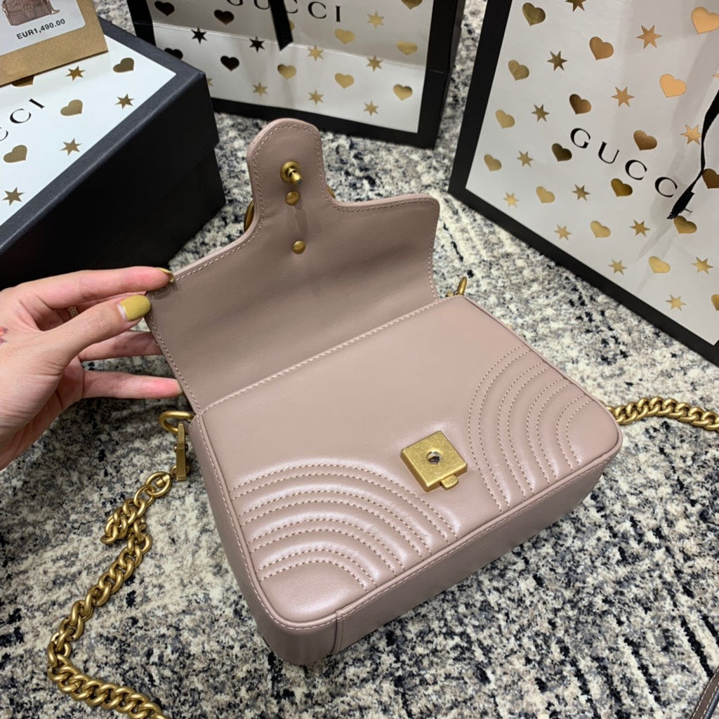 GGマーモント 21cm ミニトップ ダークベージュ カーフスキン ゴールド金具