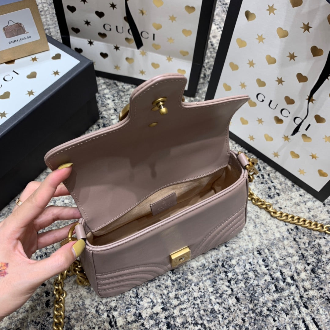 GGマーモント 21cm ミニトップ ダークベージュ カーフスキン ゴールド金具