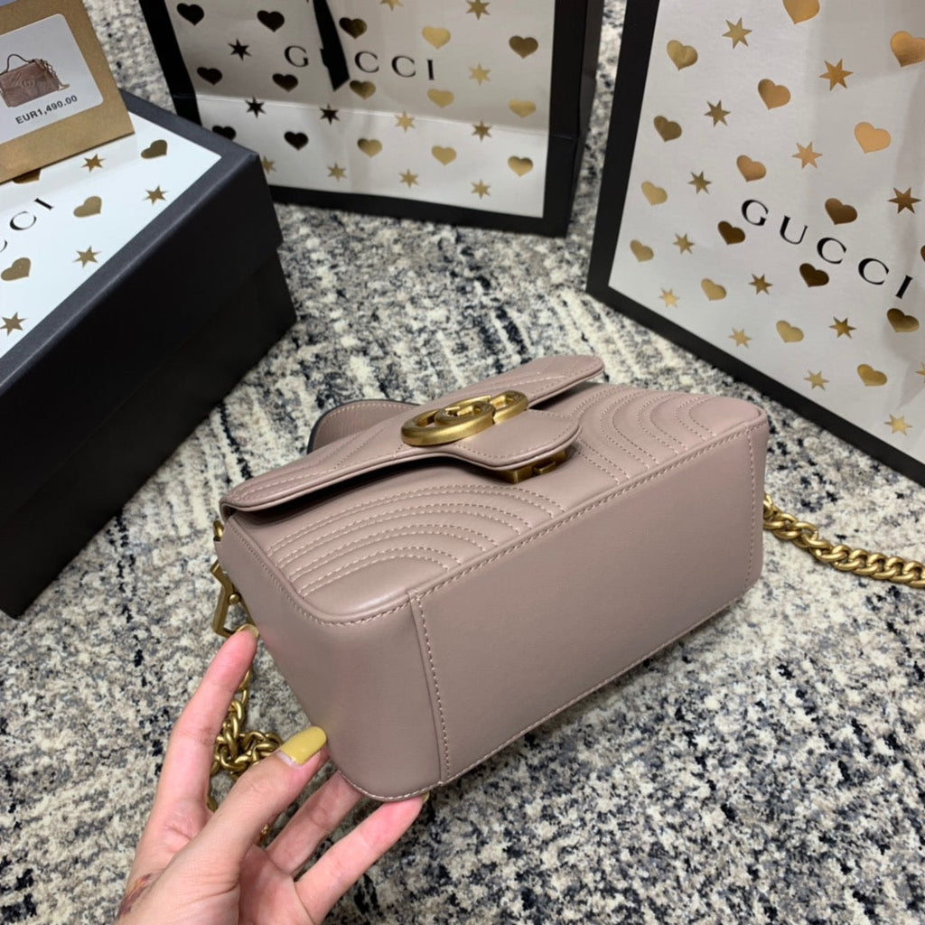 GGマーモント 21cm ミニトップ ダークベージュ カーフスキン ゴールド金具