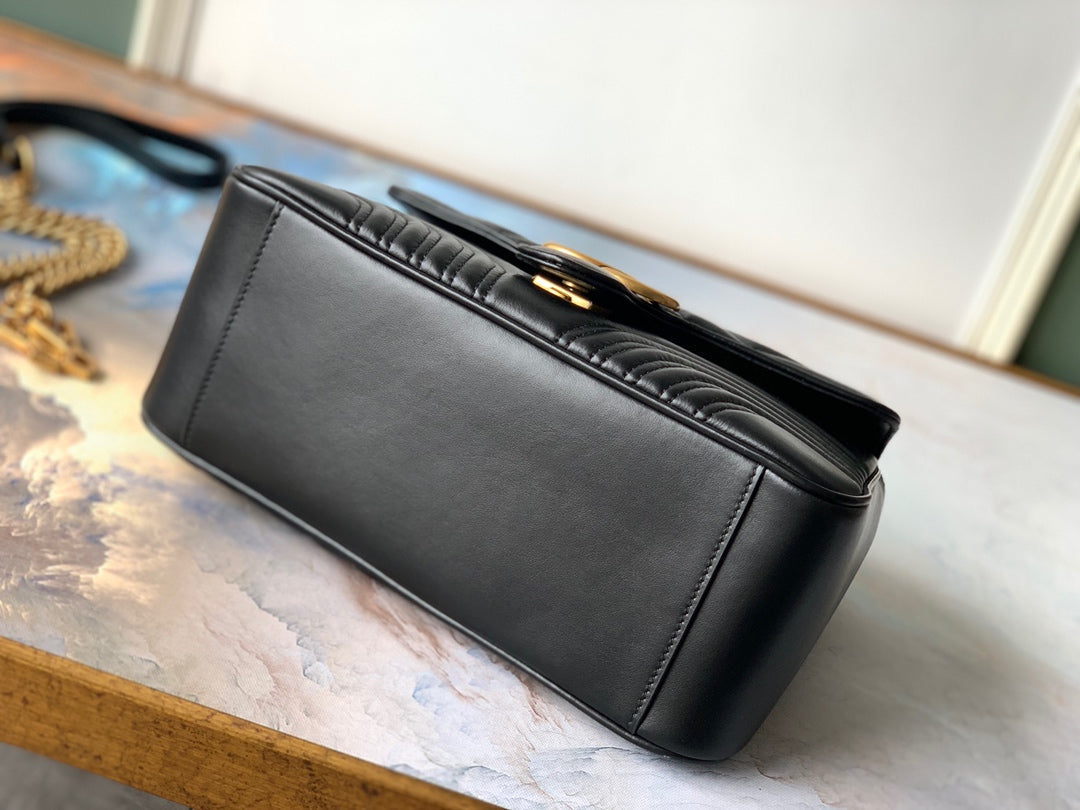 GGマーモント 26.5cm ブラックカーフスキン ゴールド金具