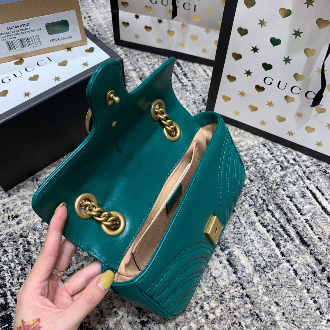 GGマーモント 22cm ターコイズカーフスキン ゴールドハードウェア