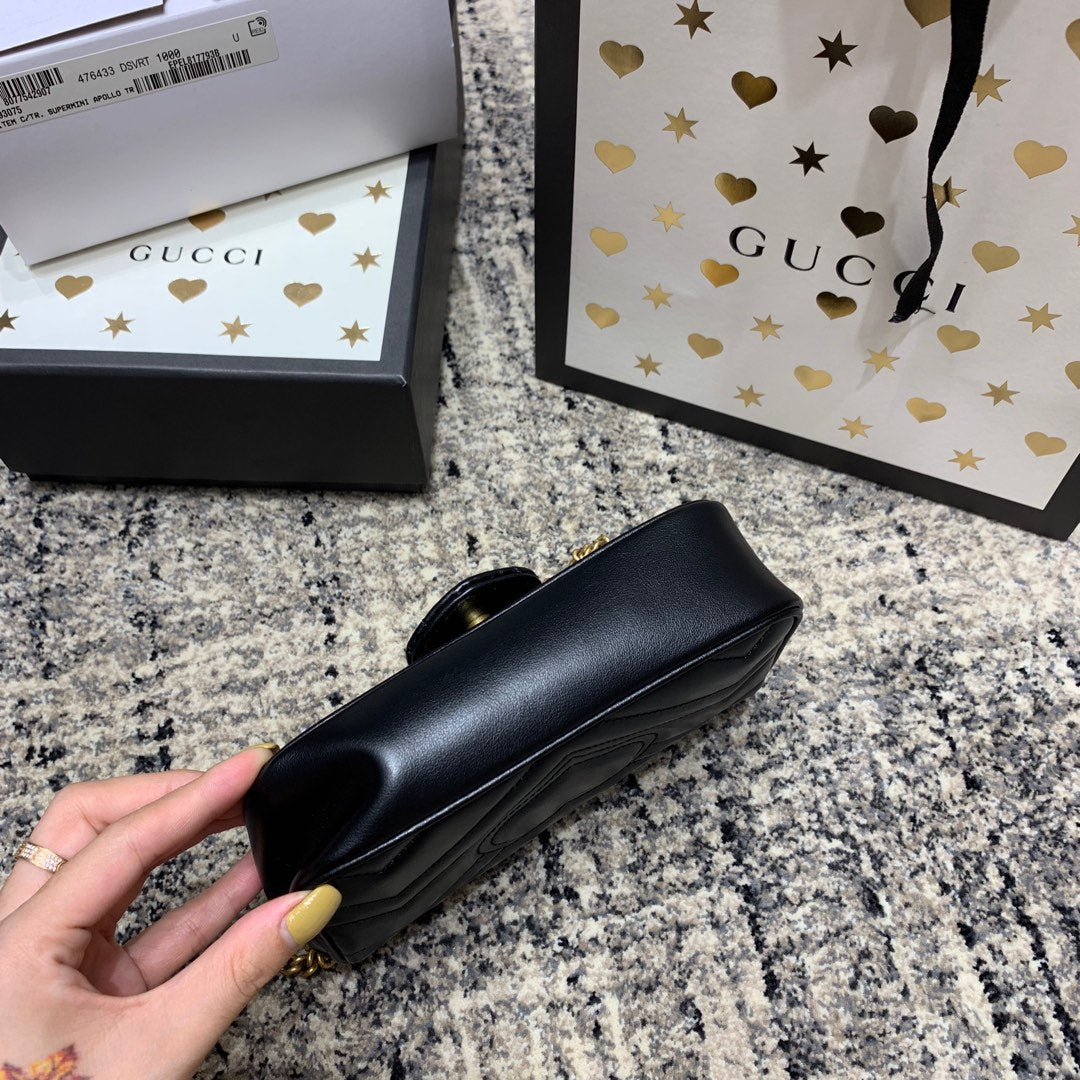 GGマーモント ミニ 16.5cm ブラック カーフスキン ゴールド金具