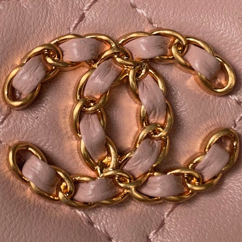 CC バニティケース 17cm ピンク ラムスキン ゴールド金具