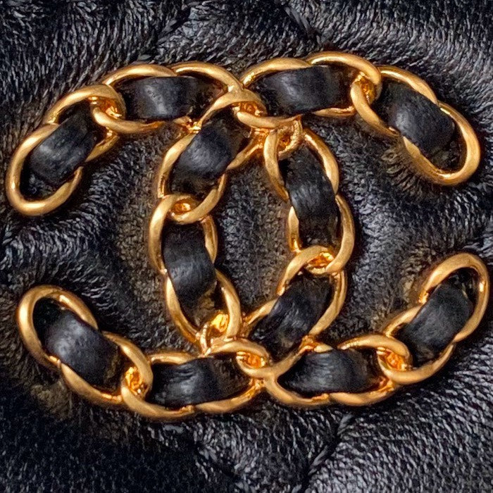 CC バニティケース 17cm ブラック ラムスキン ゴールド金具