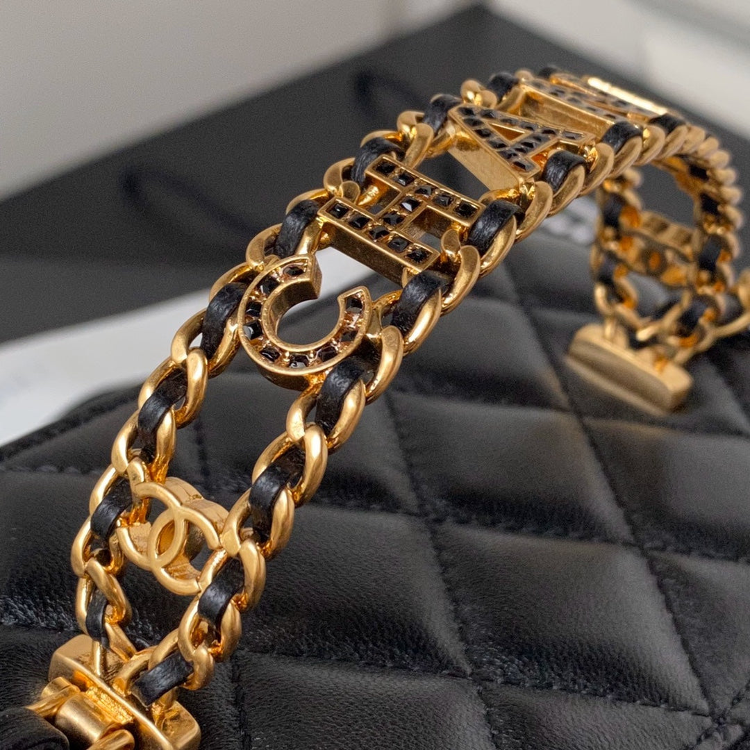 CC バニティケース 17cm ブラック ラムスキン ゴールド金具