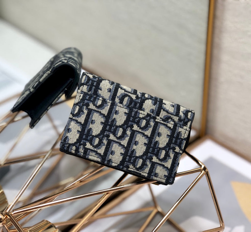 CDサドルウォレット 10.5cm ブルー オービック刺繍