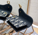 CDサドルウォレット 10.5cm ブルー オービック刺繍