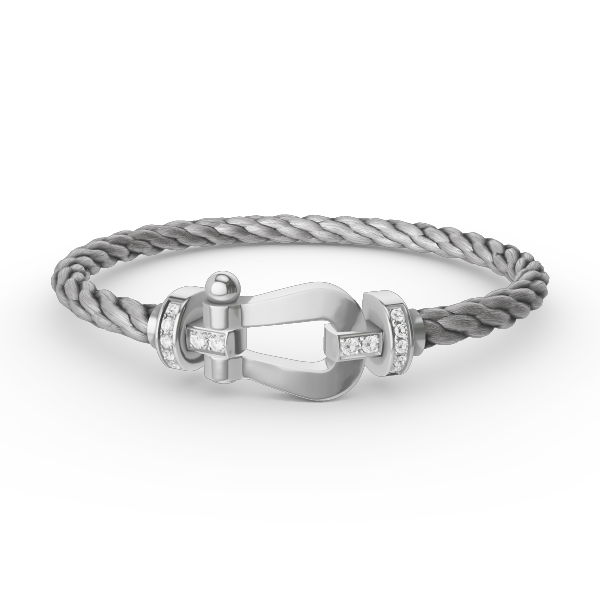 [⭐JeweliWhal]FORCE LARGE HORSESHOE HALF DIAMOND BRACELET SILVER