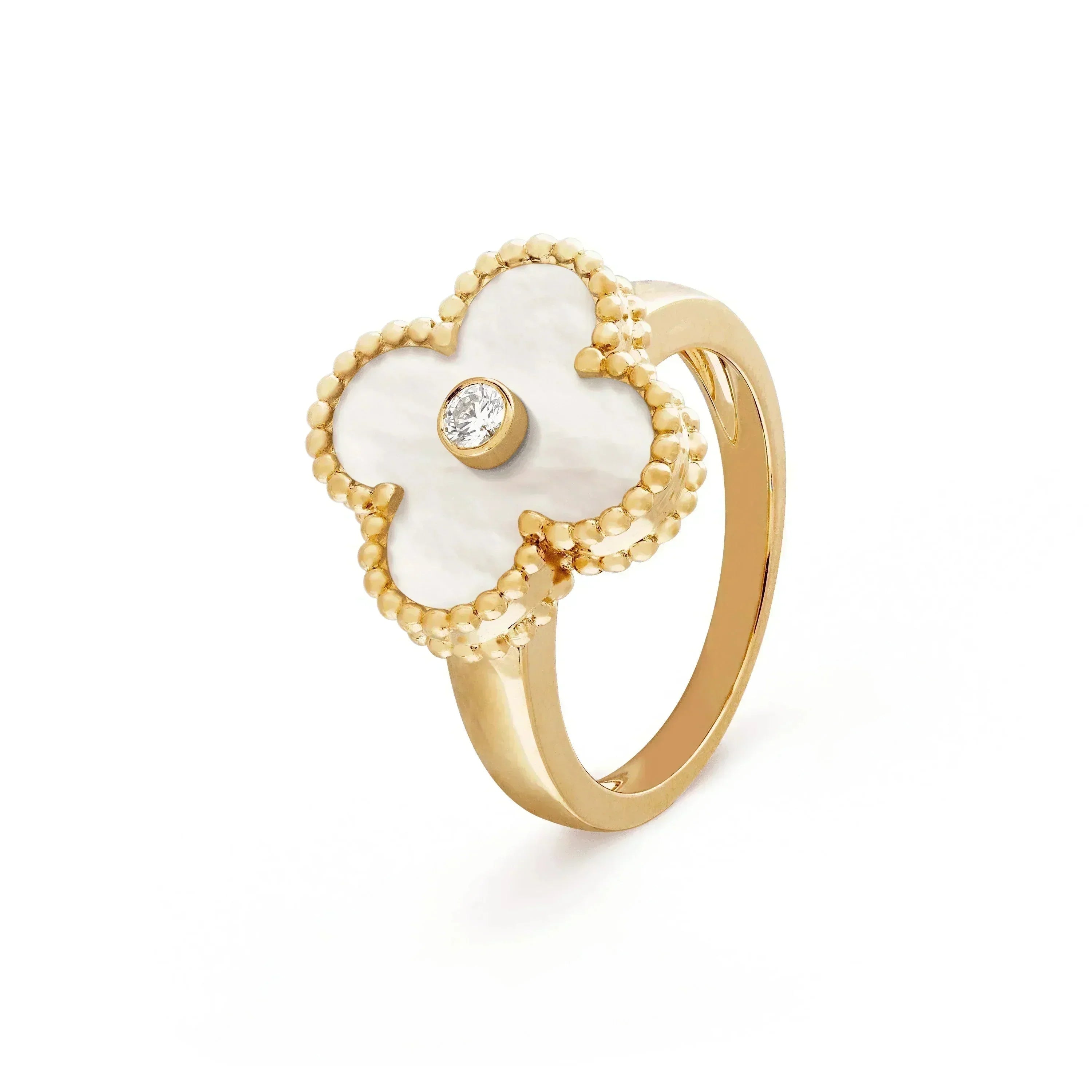 [⭐JeweliWhal]CLOVER PINK MOP RING GOLD DIAMOND