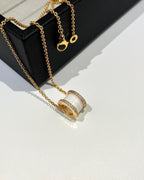 [⭐JeweliWhal]ZERO 1 WHITE CERAMIC DIAMOND PINK GOLD NECKLACE